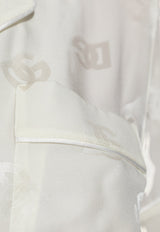 Dolce & Gabbana DG Logo Silk Jacquard Shirt Cream F5G67T FJ1JO-W0001