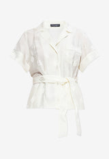 Dolce & Gabbana DG Logo Silk Jacquard Shirt Cream F5G67T FJ1JO-W0001
