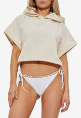 Balmain Embroidered Logo Cropped Poncho Cream BKP442400 0-105