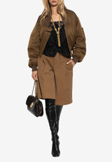 Chloé Cropped Bomber Jacket Brown CH25AVE16 113-233
