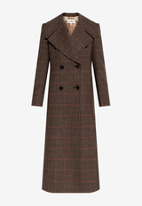 Chloé Double-Breasted Prince of Wales Coat Brown CH25AMA51 097-93C