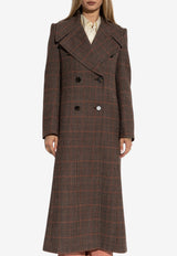 Chloé Double-Breasted Prince of Wales Coat Brown CH25AMA51 097-93C