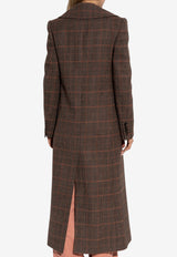 Chloé Double-Breasted Prince of Wales Coat Brown CH25AMA51 097-93C
