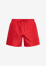 Balmain Logo Embroidered Swim Shorts Red KĄPIELOWE BWB641610 0-600