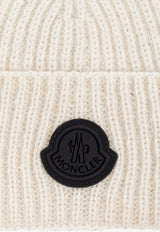 Moncler Logo Patch Wool Beanie Cream K20933B00024 M7454-031
