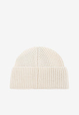 Moncler Logo Patch Wool Beanie Cream K20933B00024 M7454-031
