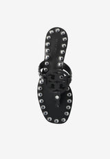Tory Burch Miller Studded Thong Sandals Black 167449 0-006