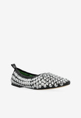 Tory Burch Studded Ballet Flats Silver 90941 0-001
