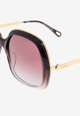 Chloé Leia Round Sunglasses Burgundy CH0327S 0-007