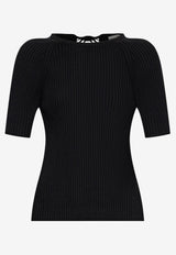 Tory Burch Ribbed Knit Top Black 168784 0-001