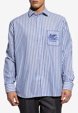 Etro Pegaso Long-Sleeved Stripe Shirt Blue MRIC0059 AR359-S8460