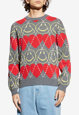 Moschino X Smiley Wool Blend Sweater Gray 252ZZ A0921 5202-1506