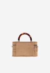 Roger Vivier Mini Belle Viver Suede Top Handle Bag Beige RBWAORH0100HR0 0-S812