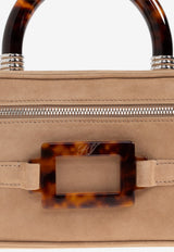 Roger Vivier Mini Belle Viver Suede Top Handle Bag Beige RBWAORH0100HR0 0-S812