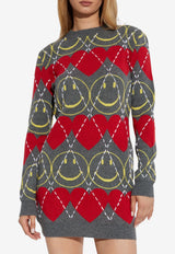 Moschino X Smiley Knitted Mini Dress Gray 252E A0486 5502-1506