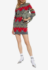 Moschino X Smiley Knitted Mini Dress Gray 252E A0486 5502-1506