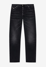 Moschino Straight-Leg Washed Jeans Gray 252ZZ A0347 5222-0555