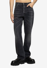 Moschino Straight-Leg Washed Jeans Gray 252ZZ A0347 5222-0555