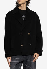 Moschino Double-Breasted Wool Coat Black 252ZZ A0650 5211-0555