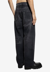 Moschino Straight-Leg Washed Jeans Black 252ZZ A0309 5222-0555