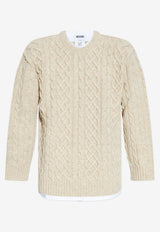 Moschino Cable Knit Layered Sweater Cream 252ZZ A0912 5203-0006