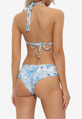 Versace Underwater Barocco Print Bikini Bottom Light Blue DÓŁ 1021173 1A15489-5K650