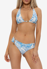 Versace Underwater Barocco Print Bikini Bottom Light Blue DÓŁ 1021173 1A15489-5K650