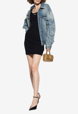 Versace Ribbed Knit Logo Mini Dress Black 1020512 1A15461-1B000