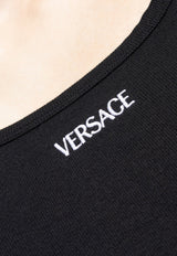 Versace Ribbed Knit Logo Mini Dress Black 1020512 1A15461-1B000