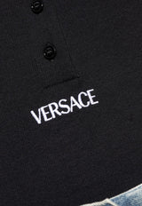 Versace Logo Rib Knit Bodysuit Black 1019688 1A15461-1B000