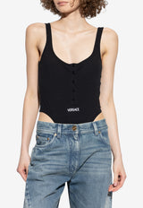 Versace Logo Rib Knit Bodysuit Black 1019688 1A15461-1B000