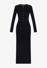 Versace Semi-Sheer Knitted Maxi Dress Black 1020358 1A16171-1B000