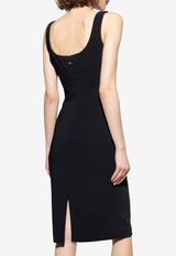 Versace Fitted Midi Cady Dress Black 1020300 1A12825-1B000