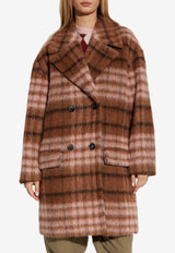 Moschino Oversized Mohair Blend Checked Coat Brown 252E A0604 5513-1096