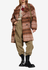 Moschino Oversized Mohair Blend Checked Coat Brown 252E A0604 5513-1096