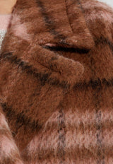 Moschino Oversized Mohair Blend Checked Coat Brown 252E A0604 5513-1096