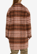 Moschino Oversized Mohair Blend Checked Coat Brown 252E A0604 5513-1096