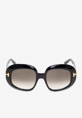 Tom Ford T Logo Oversized Square Sunglasses Gray FT1237 0-5301B
