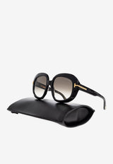 Tom Ford T Logo Oversized Square Sunglasses Gray FT1237 0-5301B