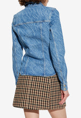 GANNI Marble-Effect Denim Shirt Blue J1731 6984-566