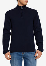 Dolce & Gabbana Half-Zip Wool Sweater Blue GXW45T JCVWY-B6712