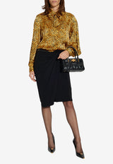 Versace Panther Print Silk Blouse Yellow 1022149 1A16365-5X780