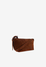 Moschino Embossed Logo Suede Shoulder Bag Brown MC4702PP1N OF0-30A