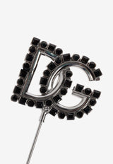 Dolce & Gabbana Rhinestone Embellished DG Logo Pin Silver WPR5X1 W1111-87655