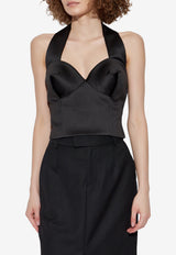 Marc Jacobs Halterneck Satin Cropped Top Black 2F5RTP091W10 0-001