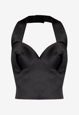 Marc Jacobs Halterneck Satin Cropped Top Black 2F5RTP091W10 0-001