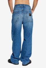 Dolce & Gabbana Logo Plaque Straight-Leg Jeans Blue GP15ND G8NU9-S9001