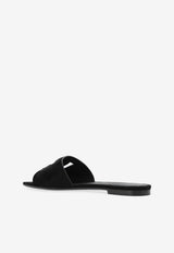 Dolce & Gabbana Bianca Embellished DG Logo Sandals Black CQ0666 AV148-80999