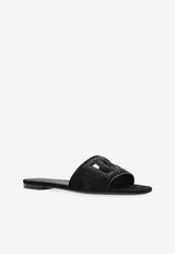 Dolce & Gabbana Bianca Embellished DG Logo Sandals Black CQ0666 AV148-80999