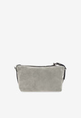 Moschino Embossed Logo Suede Shoulder Bag Gray MC4702PP1N OF0-80A